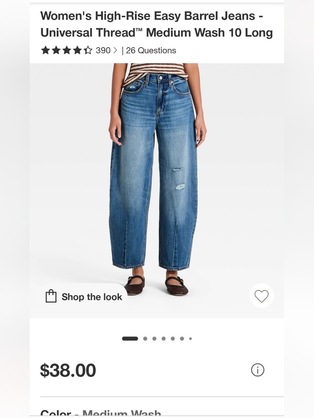 Universal Thread Medium Wash Barrel Jeans with Light Distressing-10 Long